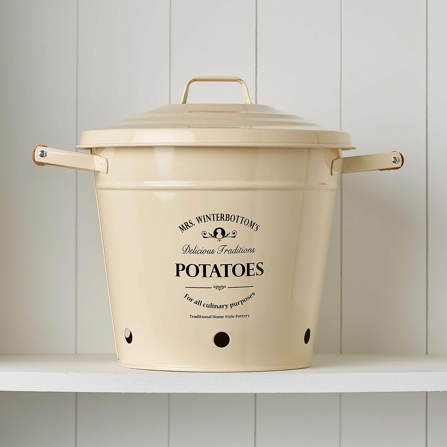 Butlers Zinc potato pail in English design, cream, Mrs